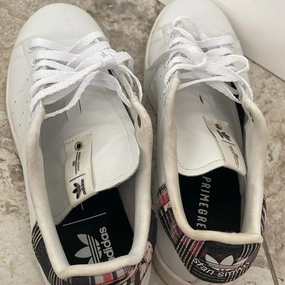 Adidas Stan Smith white plaid sneakers Studio London size 9 tennis shoes - Picture 4 of 16